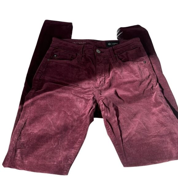 AG Adriano Goldschmied The Farrah Skinny Maroon Corduroy Jeans Sz 26 - Picture 2 of 8